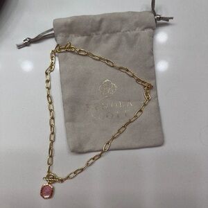 Kendra Scott Gold Necklace with Pink Pendant